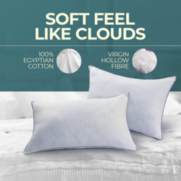 Nod Off Hollowfibre Soft Pillows Pack Of 4 - Hypoallergenic Egyptian Cotton Bed Pillows, Suitable For Back And Side Sleepers - thumbnail 5