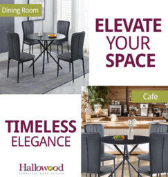Hallowood Furniture Cullompton Dining Set, Small Round Black Dining Table 90Cm With 4 Black Faux Leather High Back Chairs - thumbnail 6