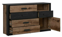 Impact Furniture Super King Size Bed Luxury Euro Frame With Bedsides Cabinet Led Lights & Sideboard Oak Black Bedroom Furniture Kassel - thumbnail 7
