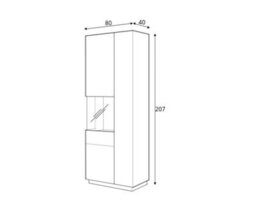 Arte Modern Silke 12 Tall Display Cabinet 80Cm Left - White Gloss & Concrete Grey: Urban Chic Storage For Contemporary Interiors - thumbnail 3
