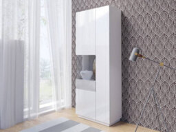 Arte Modern Silke 12 Tall Display Cabinet 80Cm Left - White Gloss & Concrete Grey: Urban Chic Storage For Contemporary Interiors - thumbnail 2