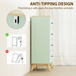 Homcom Chest Of Drawers, 4 Drawer Storage Cabinet, Light Green And Oak - thumbnail 7