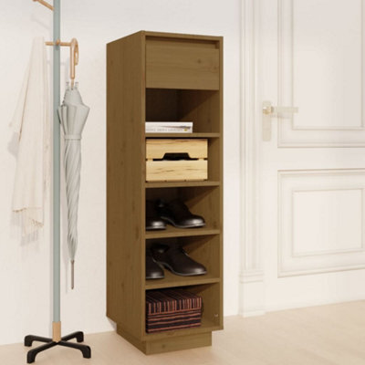 Berkfield Shoe Cabinet Honey Brown 34X30X105 Cm Solid Wood Pine - image 1
