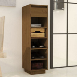 Berkfield Shoe Cabinet Honey Brown 34X30X105 Cm Solid Wood Pine - thumbnail 8