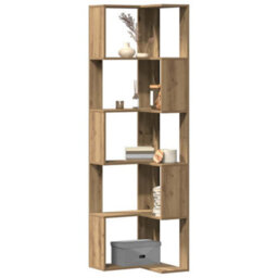 Berkfield Corner Bookcase 5-Tier Artisian Oak 50X50X179 Cm Engineered Wood