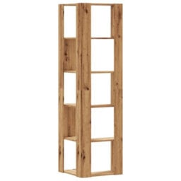 Berkfield Corner Bookcase 5-Tier Artisian Oak 50X50X179 Cm Engineered Wood - thumbnail 6