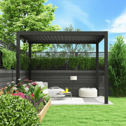 Primrose Living Primrose Charcoal Pergola With Steel Louvered Shutter Roof 3M X 3M - thumbnail 8