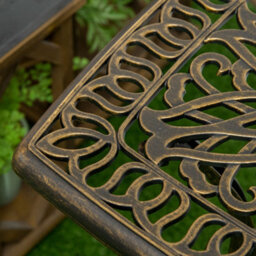 Wyld Haus Mave Cast Aluminium Bronze Patio Coffee Table With Central Umbrella Hole - 54 X 54 X 52.5Cm - thumbnail 7