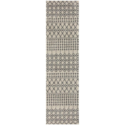 The Rugs Soft Moroccan Diamond Shaggy Rugs And Runners High Pile Ivory And Grey Living Room Kitchen Hallway 1000 - image 1