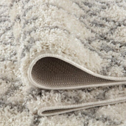 The Rugs Soft Moroccan Diamond Shaggy Rugs And Runners High Pile Ivory And Grey Living Room Kitchen Hallway 1000 - thumbnail 8