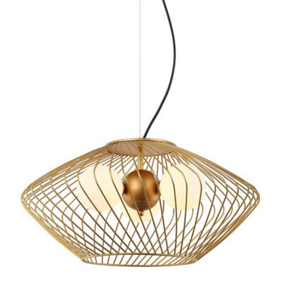 Luminosa Lighting Luminosa Modern Hanging Pendant Golden 3 Light  With Gold, White Shade, G9 - image 1