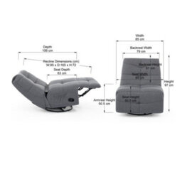 More4Homes Austin Swivel & Rocker Manual Fabric Recliner Chair Grey - thumbnail 9