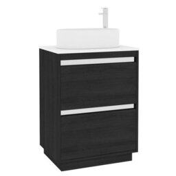 Royal Bathrooms Orion 600mm Hale Black Floor Standing Plain White Countertop Vanity Unit 2 Drawer With Peak Basin & Chrome Accent Trim - thumbnail 6