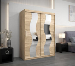Arte Seville Mirrored Sliding Door Wardrobe With Shelves And Hanging Rails In Oak Sonoma (H)2000mm (W)1500mm (D)620mm - thumbnail 2