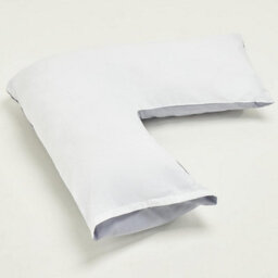 Homes & Linen Orthopaedic V-Shaped Pillow With 2 Tone Reversible Pillowcase Extra Cushioning Support For Head, Neck & Back (2 Tone White/grey) - thumbnail 1
