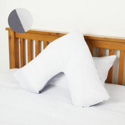 Homes & Linen Orthopaedic V-Shaped Pillow With 2 Tone Reversible Pillowcase Extra Cushioning Support For Head, Neck & Back (2 Tone White/grey) - thumbnail 3