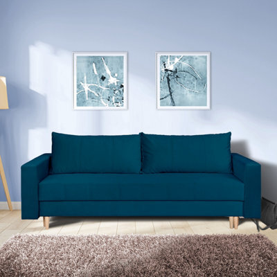 Heze Furniture Silla 3 Seater Sofa Bed With Storage - Ocean Navy (Kronos5) - image 1