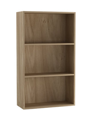 Urbn-Living Urbnliving 60Cm Width Oak Colour Wide 3 Shelf Tier Wooden Bookcase Cabinet Storage Shelving Display Shelves Unit - image 1