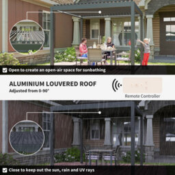 Outsunny 3 X 3(M) Electric Louvered Pergola Aluminium Pergola W/ Led Light - thumbnail 4