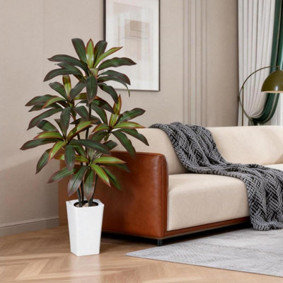 London Boutique 150 Cm Artificial Dracaena Tree, Faux Indoor Plant In Pot, Silk Leaves, Wood Trunk, Floor Tree Decor - image 1
