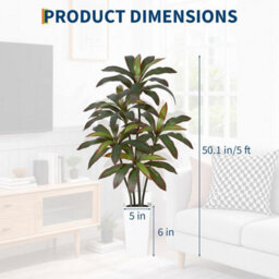 London Boutique 150 Cm Artificial Dracaena Tree, Faux Indoor Plant In Pot, Silk Leaves, Wood Trunk, Floor Tree Decor - thumbnail 2