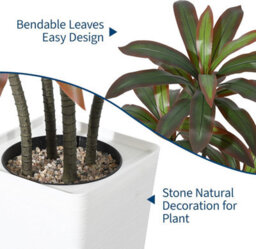 London Boutique 150 Cm Artificial Dracaena Tree, Faux Indoor Plant In Pot, Silk Leaves, Wood Trunk, Floor Tree Decor - thumbnail 4