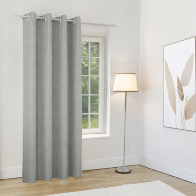 Enhanced Living Knightsbridge 100% Blackout, Thermal Grey Single Door Curtain With Eyelet Header - 66X84 Inch (168X214Cm) - image 1