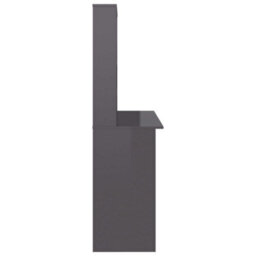 Vidaxl Desk With Shelf High Gloss Grey 110X45X157 Cm Engineered Wood Desks - thumbnail 5
