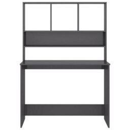 Vidaxl Desk With Shelf High Gloss Grey 110X45X157 Cm Engineered Wood Desks - thumbnail 4