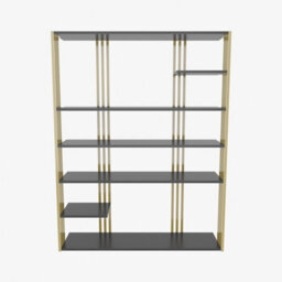 Decorotika Jeni Bookcase Shelving Unit Anthracite & Gold - thumbnail 5