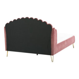 Beliani Bed Velvet Ambillou 140 X 200 Cm (Eu Double) Pink - thumbnail 6