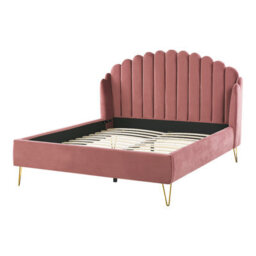 Beliani Bed Velvet Ambillou 140 X 200 Cm (Eu Double) Pink - thumbnail 5