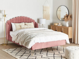 Beliani Bed Velvet Ambillou 140 X 200 Cm (Eu Double) Pink - thumbnail 2
