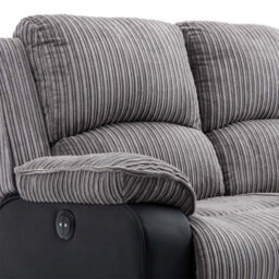 More4Homes Postana Electric High Back Jumbo Cord Fabric Recliner 3 Seater Sofa (Grey) - thumbnail 8
