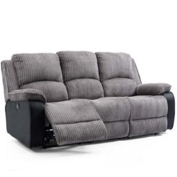 More4Homes Postana Electric High Back Jumbo Cord Fabric Recliner 3 Seater Sofa (Grey) - thumbnail 3