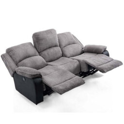 More4Homes Postana Electric High Back Jumbo Cord Fabric Recliner 3 Seater Sofa (Grey) - thumbnail 4