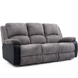 More4Homes Postana Electric High Back Jumbo Cord Fabric Recliner 3 Seater Sofa (Grey) - thumbnail 2