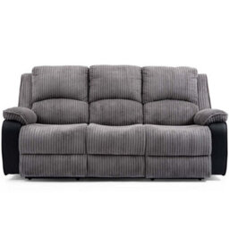 More4Homes Postana Electric High Back Jumbo Cord Fabric Recliner 3 Seater Sofa (Grey) - thumbnail 5