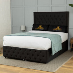 UKBEDFURNITURE Kingston Plush Black End Opening Divan Ottoman Bed With 54 Inch Headboard - thumbnail 2