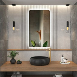 Royal Bathrooms Verona 900 X 500mm Brushed Brass Backlit Led Illuminated Framed Mirror With Demister Pad & Touch Sensor