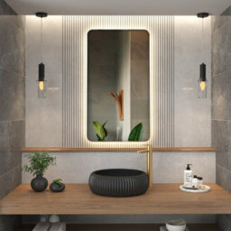 Royal Bathrooms Verona 900 X 500mm Brushed Brass Backlit Led Illuminated Framed Mirror With Demister Pad & Touch Sensor - thumbnail 2