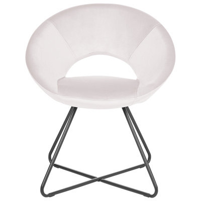 Wyld And Coco Velvet Accent Chair Off-White Tufted Armless Chair With Black Steel Cross Base - image 1