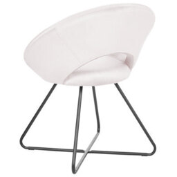 Wyld And Coco Velvet Accent Chair Off-White Tufted Armless Chair With Black Steel Cross Base - thumbnail 4