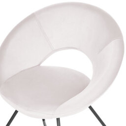 Wyld And Coco Velvet Accent Chair Off-White Tufted Armless Chair With Black Steel Cross Base - thumbnail 5