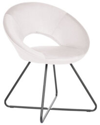 Wyld And Coco Velvet Accent Chair Off-White Tufted Armless Chair With Black Steel Cross Base - thumbnail 3
