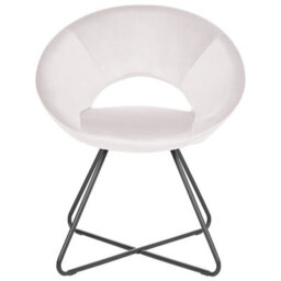 Wyld And Coco Velvet Accent Chair Off-White Tufted Armless Chair With Black Steel Cross Base - thumbnail 1