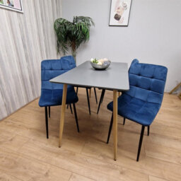 Kosy Koala Modern Rectangle Dark Grey Dining Table Set With 4 Blue Velvet Chairs Dining Room Furniture - thumbnail 8