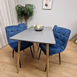 Kosy Koala Modern Rectangle Dark Grey Dining Table Set With 4 Blue Velvet Chairs Dining Room Furniture - thumbnail 9