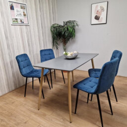 Kosy Koala Modern Rectangle Dark Grey Dining Table Set With 4 Blue Velvet Chairs Dining Room Furniture - thumbnail 3
