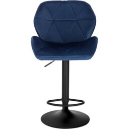Blue Velvet Padded Bar Stools 2Pcs Bar Chairs Swivel Gas Lift W/ Backrest - thumbnail 6